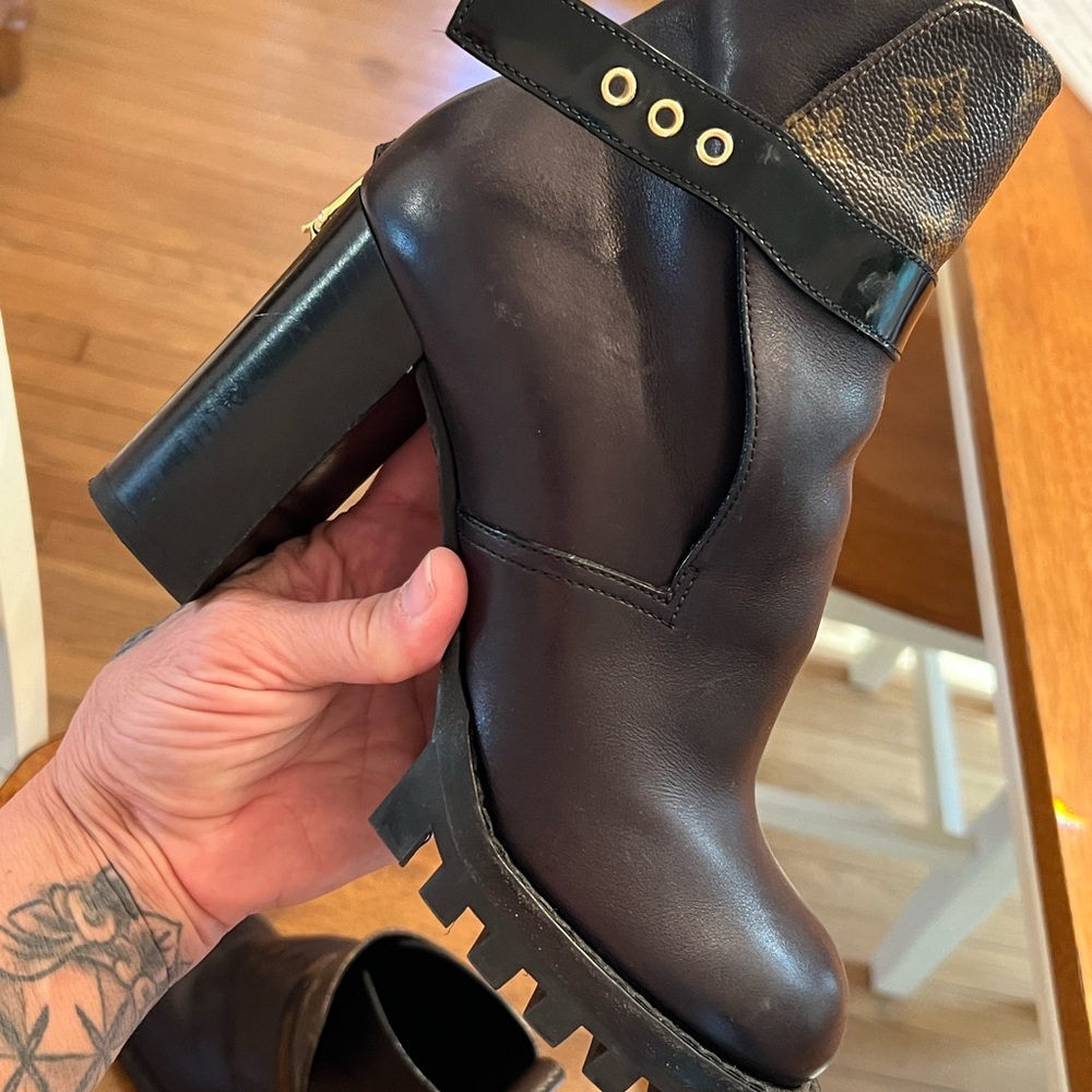 Louis Vuitton Brown and Black Heeled Boots - Picture 3 of 4